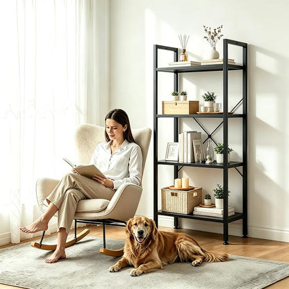 HealSmart 4 Tier Bookshelf, Free Standing Book Shelf Home Office Bookcase Shelf - Image 2