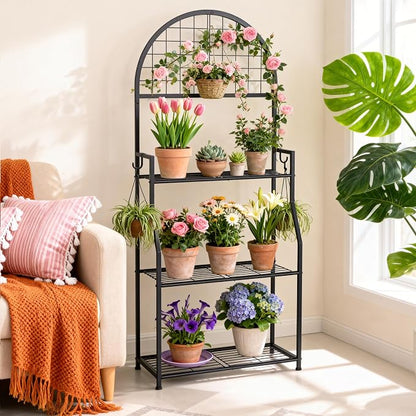 VGMiu 3 Tier Plant Stand Indoor Outdoor, Metal Plant Display Stand Plants Shelf - Image 6