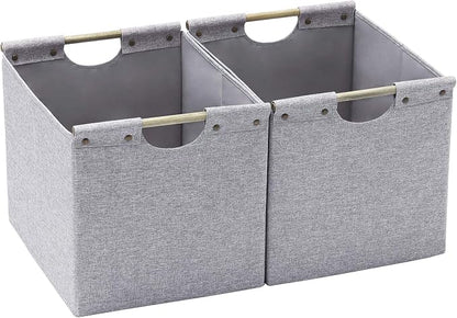 HOONEX Large Foldable Storage Bins, Linen Fabric, 2 Pack, by HOONEX