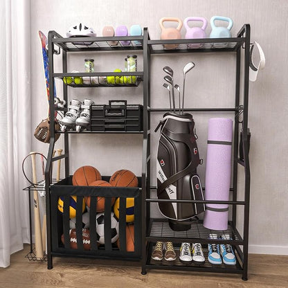 Garage Sports Equipment Organizer, Golf Bag Storage Rack, Heavy Duty Ball Holder - Image 6