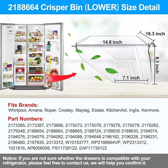 Upgraded 2188656 Fridge Crisper Drawer Humidity Control Drawer UPPER & 2188664 - Image 6