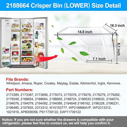 Upgraded 2188656 Fridge Crisper Drawer Humidity Control Drawer UPPER & 2188664 - Image 6
