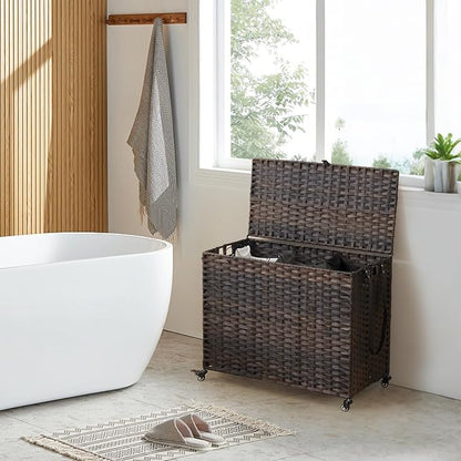 Laundry Hamper with Wheels, 52.8 Gallon Rolling Laundry Basket with Lid - Image 3