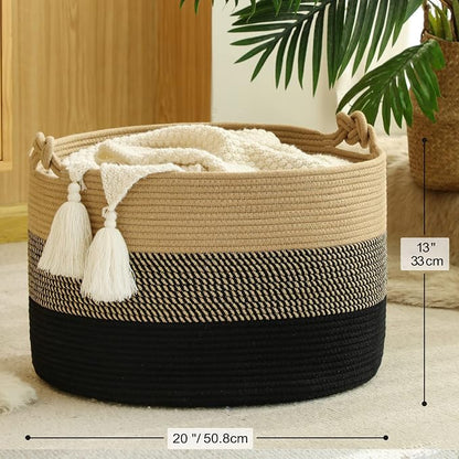 KAKAMAY Large Blanket Basket, Woven Rope Baskets - Image 4