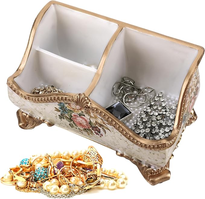 Vintage Floral Resin Tray Remote Control Holder & Desk Organizer Three - Image 2