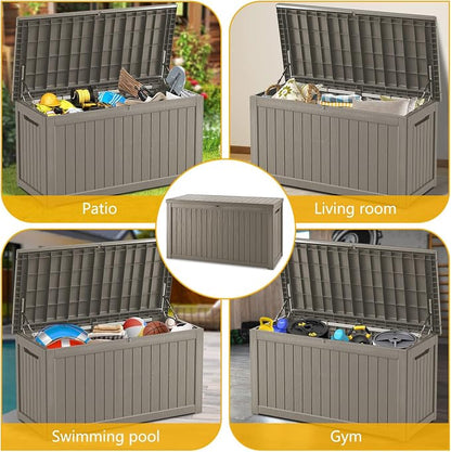 200 Gallon Deck Box, Resin Outdoor Indoor Waterproof Storage Box, Lockable - Image 9