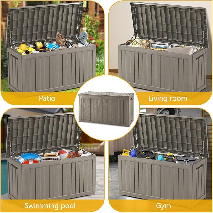 270 Gallon Deck Box, Resin Outdoor Indoor Waterproof Storage Box, Lockable - Image 8