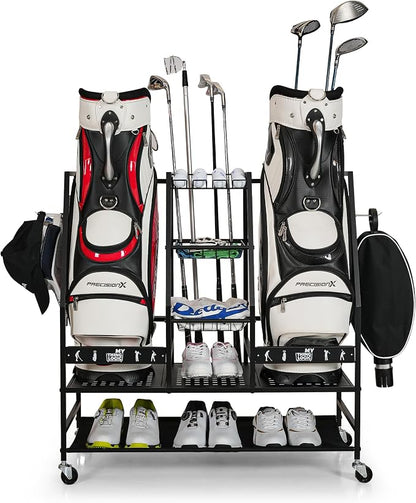 Mythinglogic Golf Bag Storage Organizer, Extra Large Golf Storage Stand by Mythinglogic