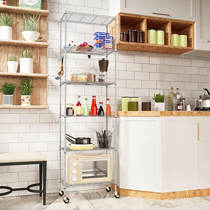 Homdox 6-Tier Storage Shelf Wire Shelving Unit Free Standing Rack Organization - Image 2