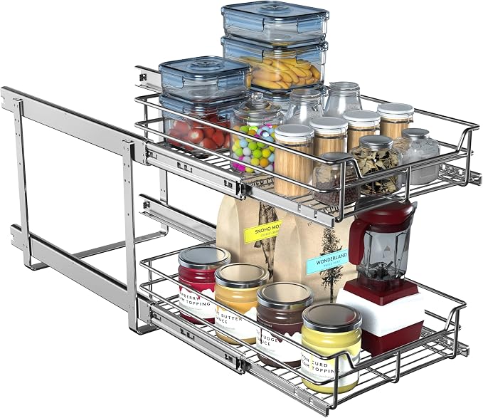 2-Tier Cabinet Pull Out Shelves, Slide Out Shelves - Image 6
