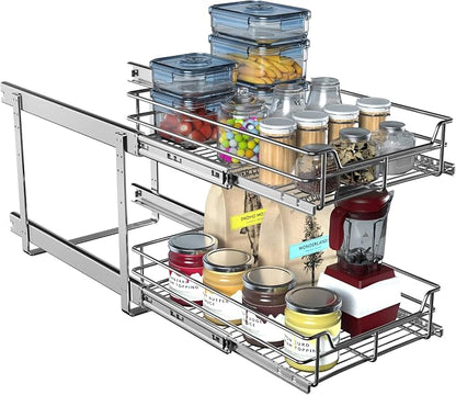 2-Tier Cabinet Pull Out Shelves, Slide Out Shelves - Image 6