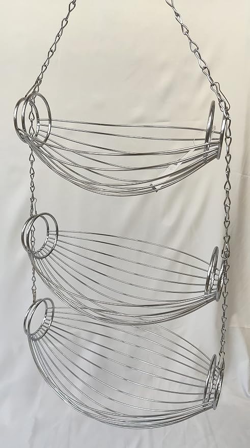 3 Tier Fruit Bowl Fruit Basket for Kitchen, Hanging Kitchen Storage Organizer - Image 6