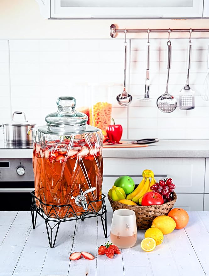 Glacial Ice Design Glass Beverage Dispenser - Image 4