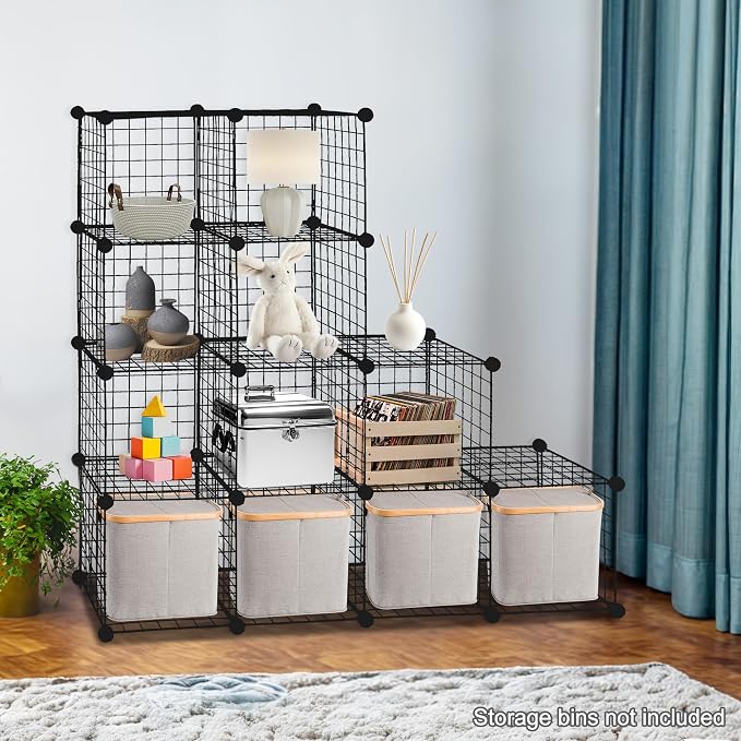 SUPER DEAL Metal Wire Cube Storage Organizer, 12 Cubes DIY Modular Cabinet - Image 2