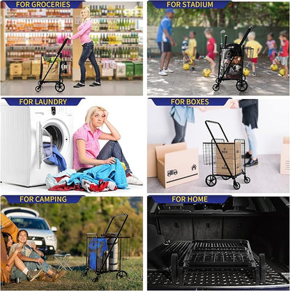 BIEAMA Folding Shopping Cart, 450 Lb Capacity Grocery Cart, Extra Large | Heavy - Image 8