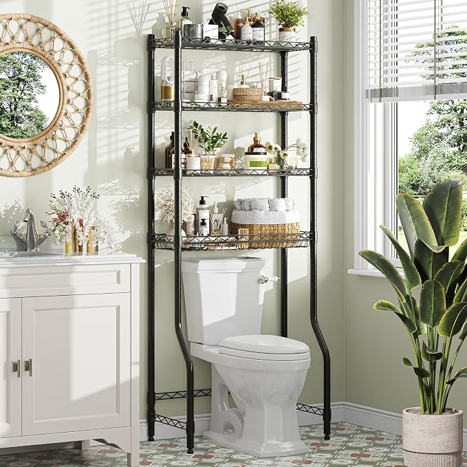 Simple Trending 4 Tier Over The Toilet Storage Rack, Bathroom Organizers and - Image 2
