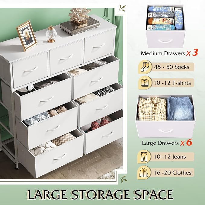 WLIVE Tall Dresser for Bedroom, 9 Drawer Chest of Drawers, Tall storage design - Image 5