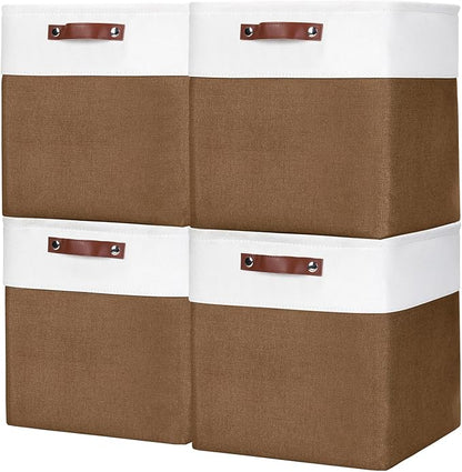13x13 Cube Storage Bins, Collapsible Fabric Storage Box, 4 Pack Closet Baskets by Bagnizer