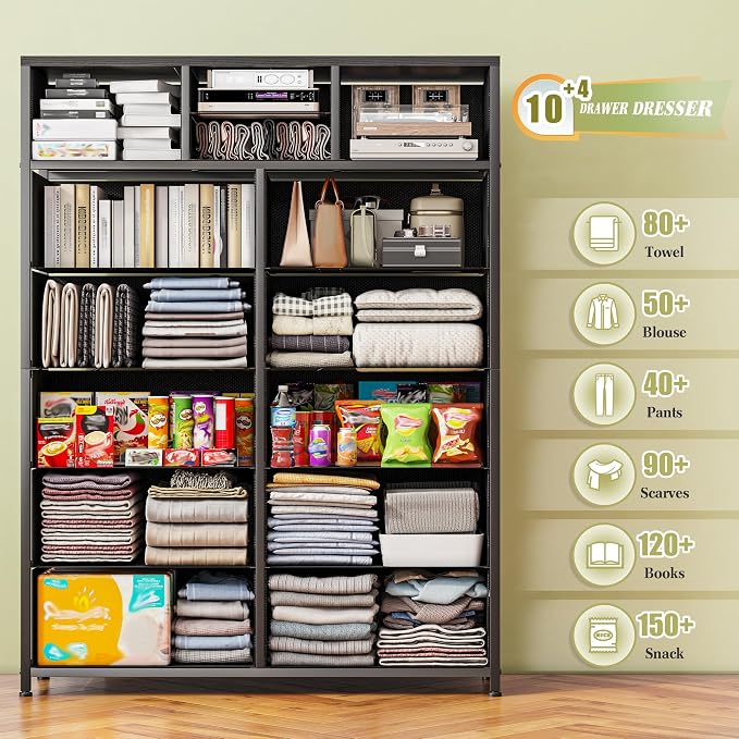 EnHomee 52.2" H Black Dresser for Bedroom, Vertical Storage Tower, Anti-Tip | - Image 4