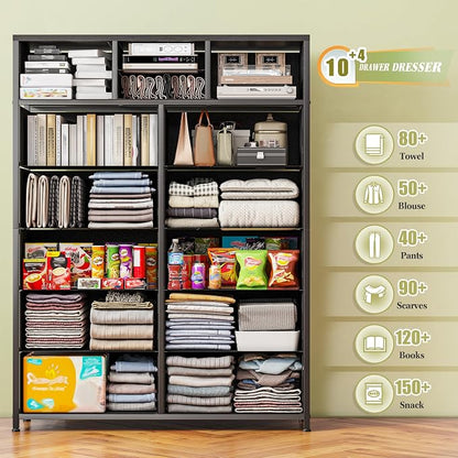 EnHomee 52.2" H Black Dresser for Bedroom, Vertical Storage Tower, Anti-Tip | - Image 4