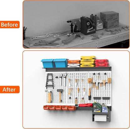 TORACK Pegboard Wall Organizer 4 ft. Garage Metal Pegboard Tool Organizer System - Image 8