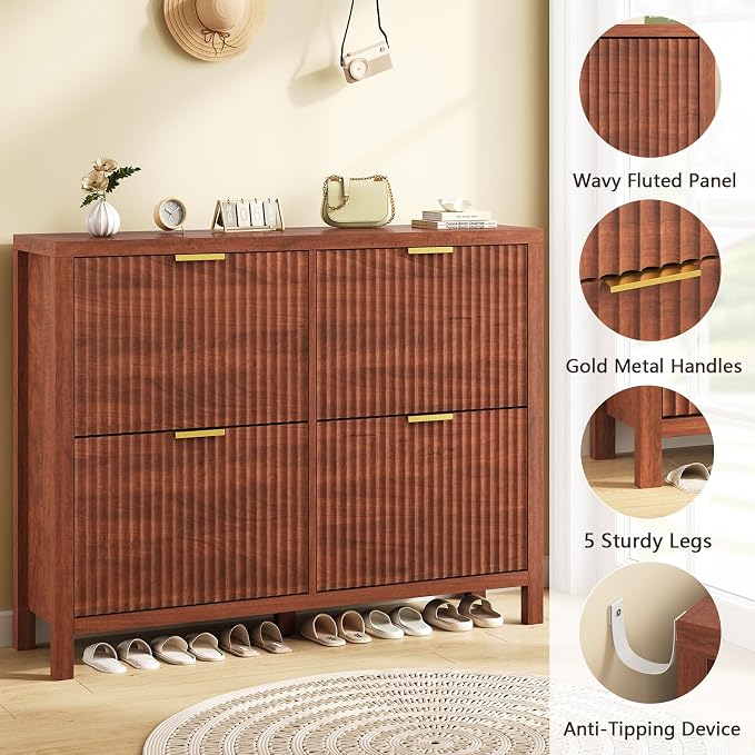 47" Fluted Shoe Cabinet Stoarge - Image 6