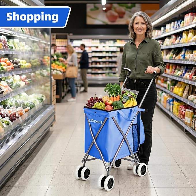 Shopping Carts for Groceries Foldable Rolling Trolley - Image 6