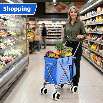 Shopping Carts for Groceries Foldable Rolling Trolley - Image 6