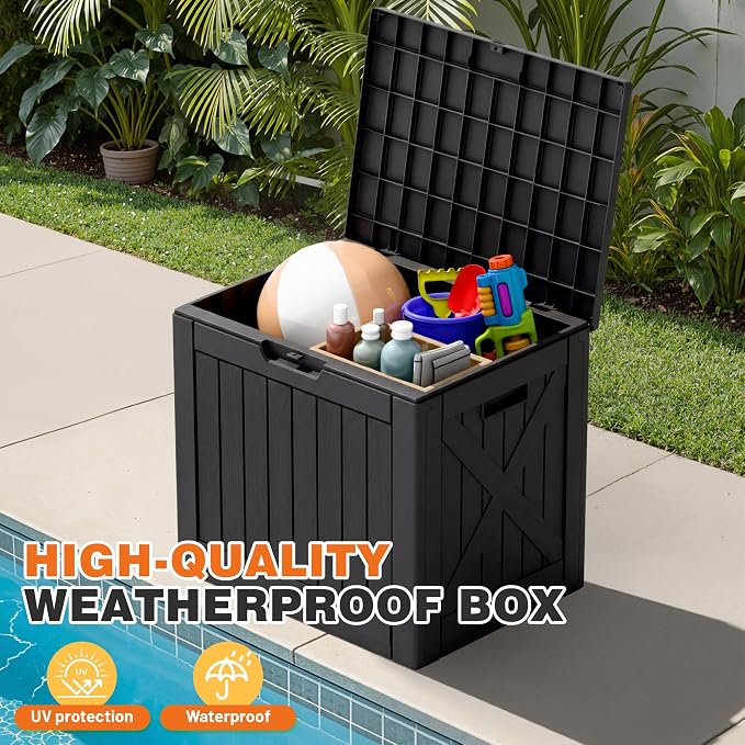 42 Gallon Outdoor Storage Box, Lockable Resin Deck Box - Image 5