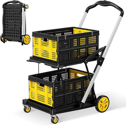Collapsible Shopping Cart, 8-in-1 200LBS Multi Functional Utility Cart by Dkenicor