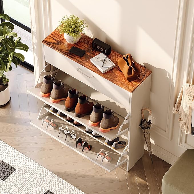 VINGLI Shoe Cabinet for Entryway, Farmhouse Slim Shoe Rack Storage - Image 9