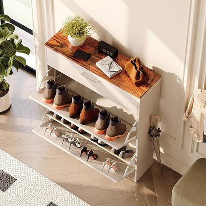 VINGLI Shoe Cabinet for Entryway, Farmhouse Slim Shoe Rack Storage - Image 9