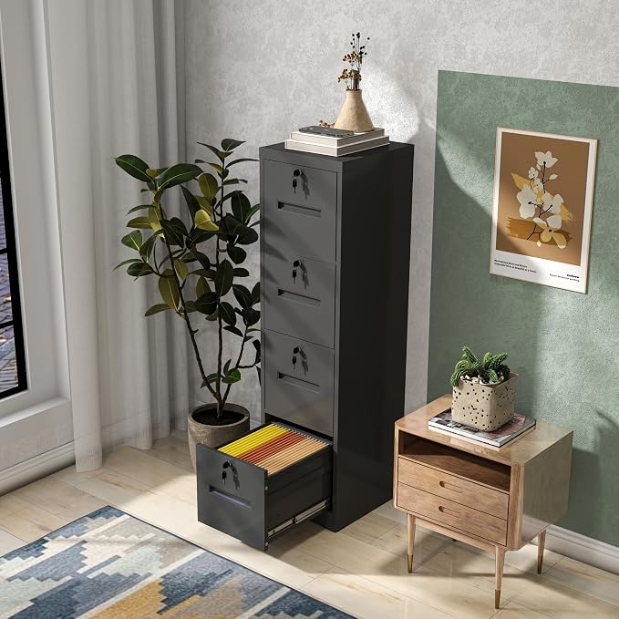 4 Drawer File Cabinet with 4 Lock, Metal Filing Cabinet, Heavy Duty Vertical - Image 7
