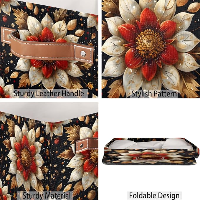 TropicalLife 13x13x13 Inch Large Fabric Storage Cube Flowers Foldable Storage - Image 5