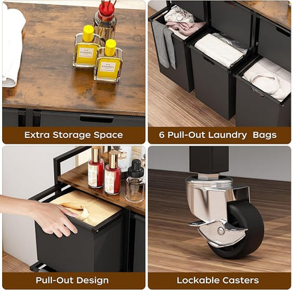 HOMEIJU Laundry Basket with Wheels, Rolling Laundry Hamper Organizer with Large - Image 5