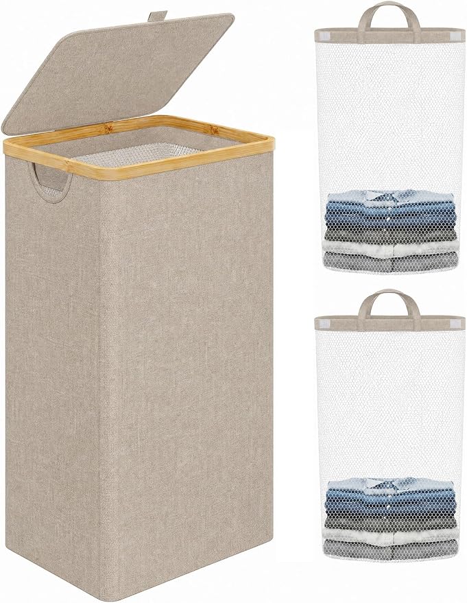 iEGrow Laundry Hamper with Lid, 110L Large Laundry Basket with Handle, by iEGrow