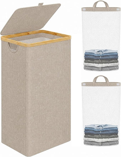 iEGrow Laundry Hamper with Lid, 110L Large Laundry Basket with Handle, by iEGrow