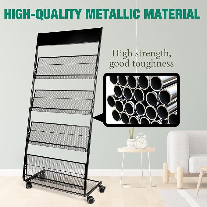 Floor Magazine Rack Brochure Display Stand 4-Layer - Image 5