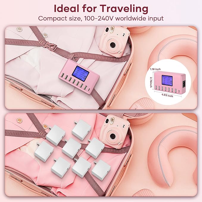 USB Charger, slitinto 60W 12A 8-Port USB Charging Station Multi Port USB Hub - Image 6