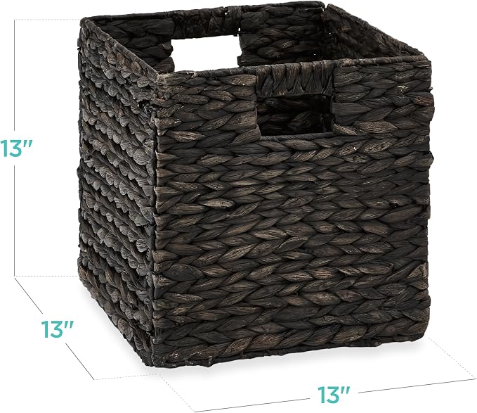 Best Choice Products 13x13in Pack of 5 Cube Storage Baskets, Water Hyacinth - Image 2
