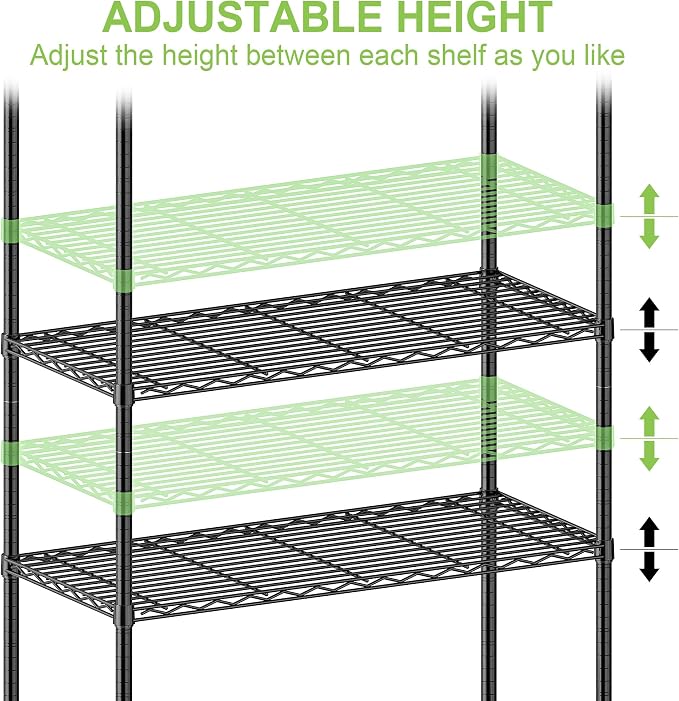 5 Tier Wire Metal Shelving Rack Garage Storage Rolling Shelves - Image 8