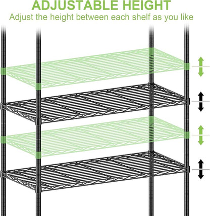 5 Tier Wire Metal Shelving Rack Garage Storage Rolling Shelves - Image 8
