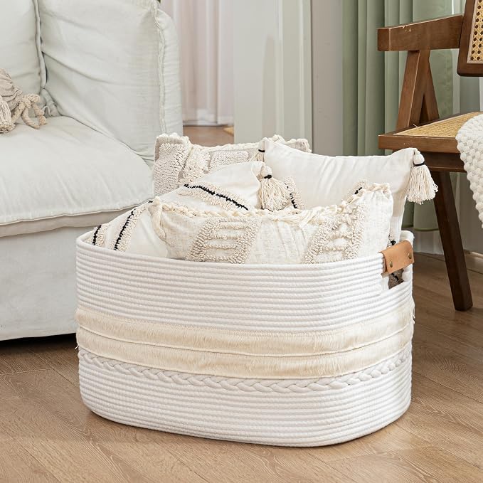 danpinera 108L Large Basket for Living Room, Boho Decorative Basket Organizing - Image 6