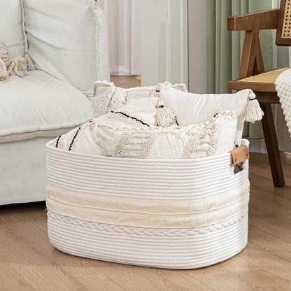 danpinera 108L Large Basket for Living Room, Boho Decorative Basket Organizing - Image 6