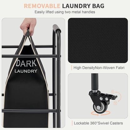 Laundry Sorter 3 Section, Laundry Hamper Cart - Image 4
