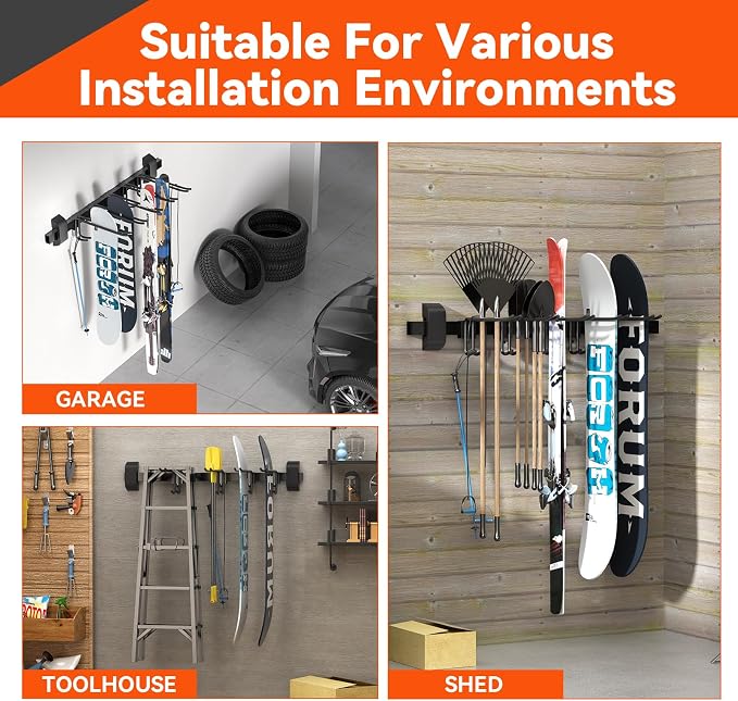 32" Ski & Snowboard Wall Rack – Heavy-Duty Wall Mounted Ski Storage - Image 5