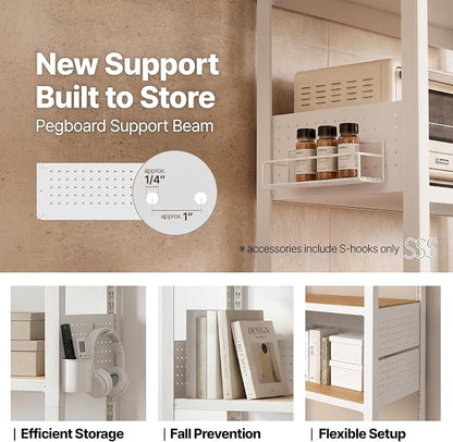 HOMEDANT House White 32" W 5 Tier Pegboard Storage Shelves Heavy Duty | - Image 4