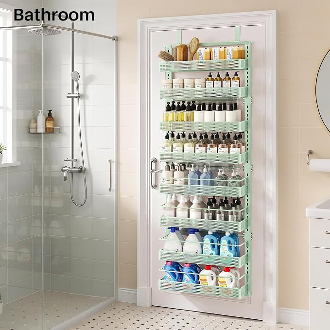 SNTD 8 Tiers Over the Door Organizer, Height Adjustable Spice Rack, Dense Mesh - Image 9