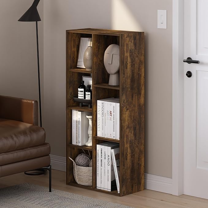 Furinno LUDER Book Shelf, 7-Cube Bookshelf, 9.4 x 19.5 x 41.7, - Image 2