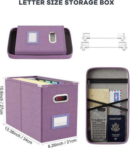 File Organizer With Lid, Hanging Filing Box With Mesh Pocket, Document Organizer - Image 2